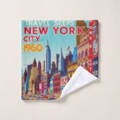 眠らない都市 | レトロアートプリント バスタオルセット (ウォッシュタオル)