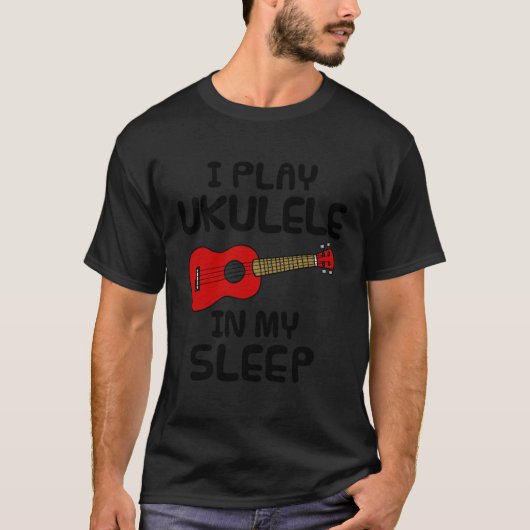 眠りながらウクレレを弾く ウクレレ奏者 音楽教師 Tシャツ (正面)