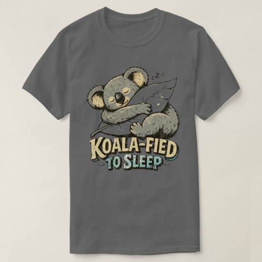 「眠りにつくコアラ」コアラのデザイン Tシャツ (デザイン正面)