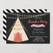 眠りのテントの誕生日のパーティの招待状 招待状 (正面/裏面)