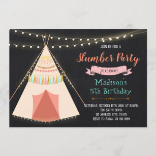眠りのテントの誕生日のパーティの招待状 招待状