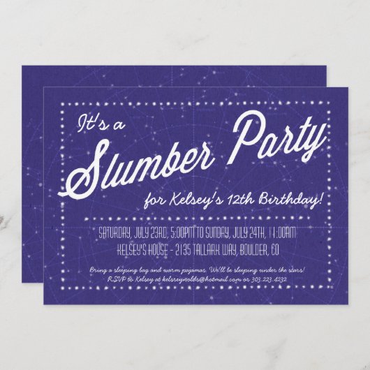 眠りのパーティー-星の下で眠る 招待状 (正面/裏面)