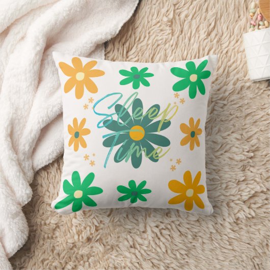 眠りの時間の花柄のスローピロー クッション (ブランケット)