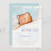 眠りテディベアーベビーシャワー招待状 招待状 (正面/裏面)