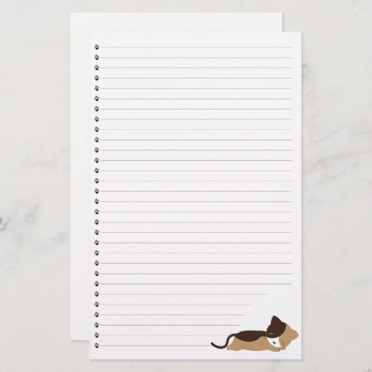 眠り子猫並びペット文房具 便箋 (正面/裏面)