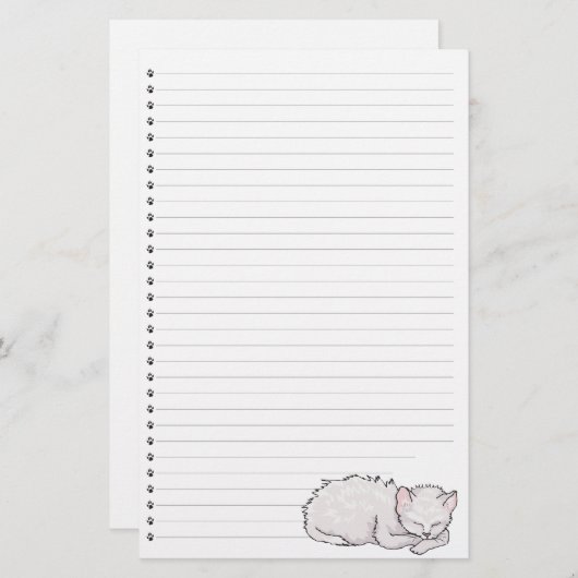 眠り子猫並み文房具 便箋 (正面/裏面)