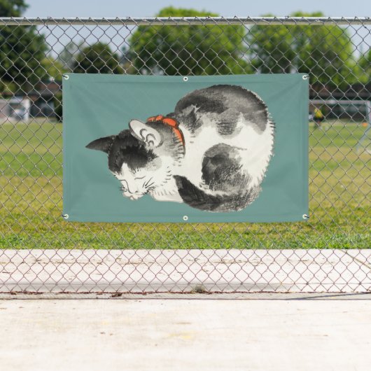 眠り猫木版日本のプリント旗 横断幕 (インサイチュ)