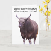 眠るおもしろいブル誕生日カード カード (黄色い花)