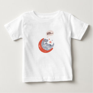 眠るおもしろい子供ドラゴンベビー ベビーTシャツ