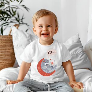 眠るおもしろい子供ドラゴン ベビーTシャツ