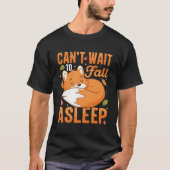 眠るのが待ちきれない かわいい眠り狐の秋 Tシャツ (正面)