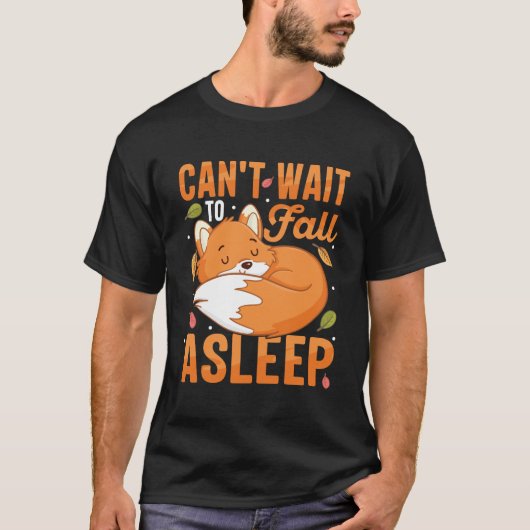 眠るのが待ちきれない かわいい眠り狐の秋 Tシャツ (正面)