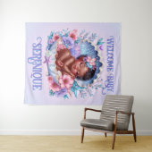 眠るアフリカ系アメリカ人ベビーガール・シーシェル タペストリー (インサイチュ(横))