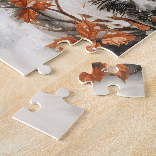 眠るアライグマお洒落のクリ素朴スマス ジグソーパズル (側面)