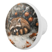 眠るアライグマお洒落のクリ素朴スマス セラミックノブ (右)