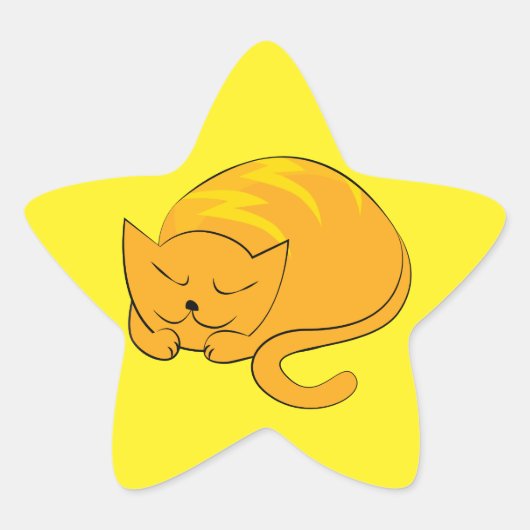 眠るオレンジキャット 星シール (正面)
