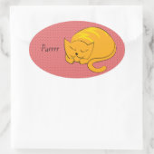 眠るオレンジキャット 楕円形シール (バッグ)