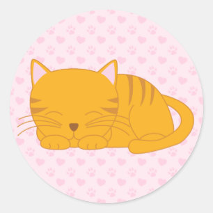 眠るオレンジタビー猫 ラウンドシール