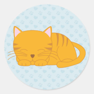 眠るオレンジタビー猫 ラウンドシール
