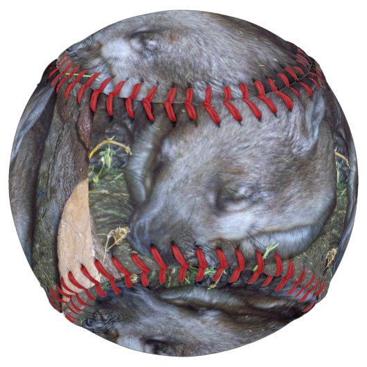 眠るオーストラリアのウォンバット、カスタマイズ可能なソフトボール ソフトボール (裏面)