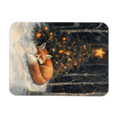 眠るキツネお洒落素朴クリスマスフレキシブル マグネット (横)