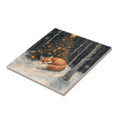 眠るキツネお洒落素朴クリスマス タイル (側面)