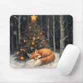 眠るキツネお洒落素朴クリスマス マウスパッド (マウス)