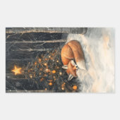 眠るキツネお洒落素朴クリスマス 長方形シール (正面)