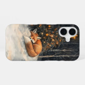 眠るキツネお洒落素朴クリスマス iPhone 16ケース (裏面横)