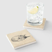 眠るキツネ図解入りの、写真付きのアートキュートヴィンテージ動物 ストーンコースター (横)