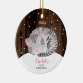 眠るキティキャット新生児の初めてのクリスマス日 セラミックオーナメント (右)