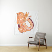 眠るキリン：穏やかな水色 タペストリー (インサイチュ(横))