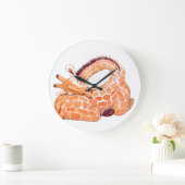 眠るキリン：穏やかな水色 ラージ壁時計 (ホーム)