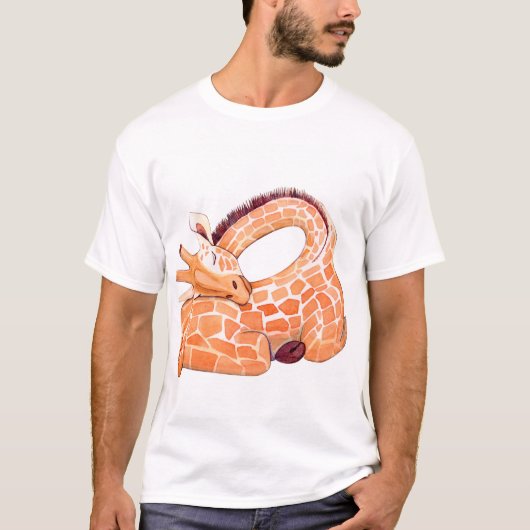 眠るキリン:穏やかな水色 Tシャツ (正面)