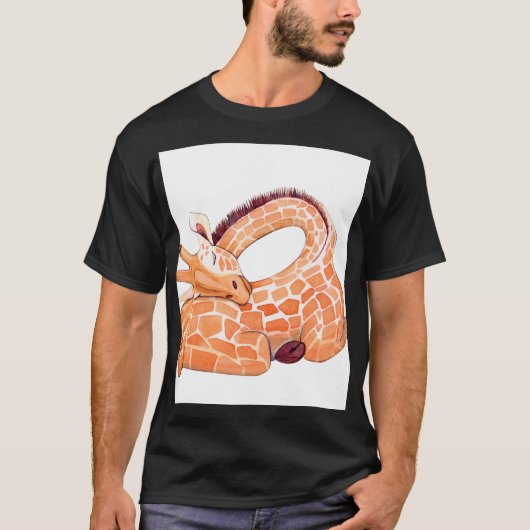 眠るキリン:穏やかな水色 Tシャツ (正面)