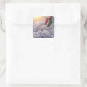 眠るクリスマスのホッキョクグマ スクエアシール (バッグ)