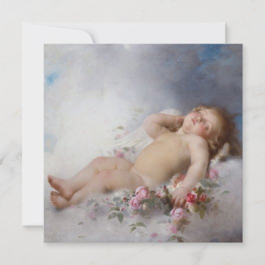 眠るケルブ(プットー) (by Leon Bazille Perrault) カード (正面)