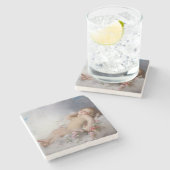 眠るケルブ(プットー) (by Leon Bazille Perrault) ストーンコースター (横)