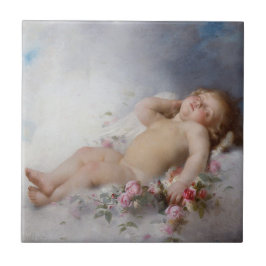 眠るケルブ（プットー） (by Leon Bazille Perrault) タイル