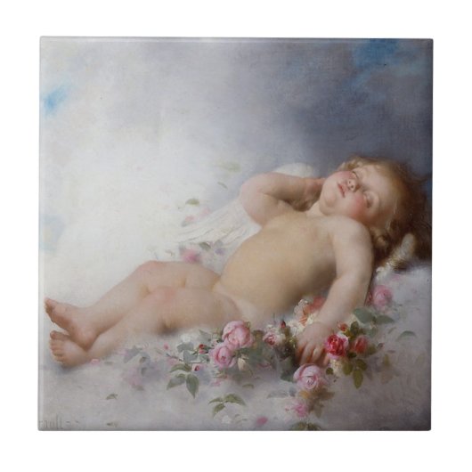 眠るケルブ（プットー） (by Leon Bazille Perrault) タイル (正面)