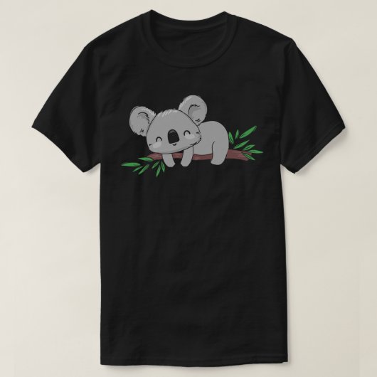 眠るコアラ熊 – オーストラリア動物ユーカリ Tシャツ (デザイン正面)