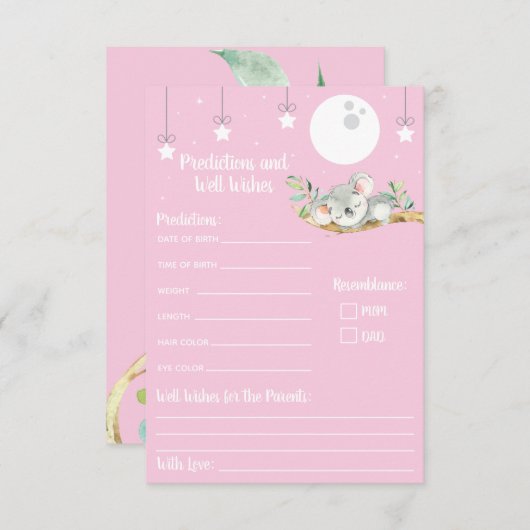 眠るコアラ赤ちゃんシャワーの予測と良い望み 招待状 (正面/裏面)