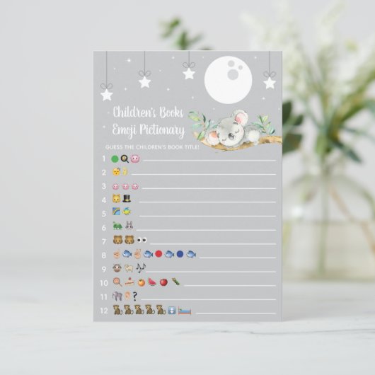 眠るコアラ赤ちゃんシャワーゲーム絵文字の絵 招待状 (スタンド正面)