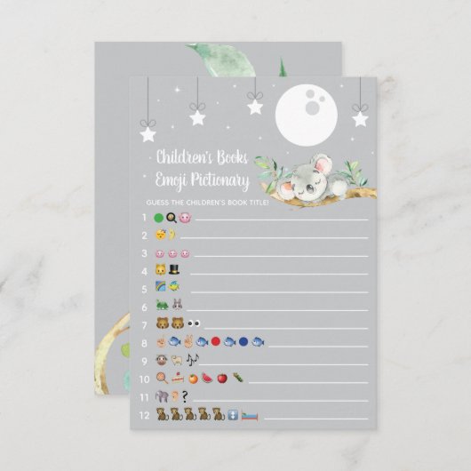 眠るコアラ赤ちゃんシャワーゲーム絵文字の絵 招待状 (正面/裏面)