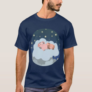 眠るコブタの漫画のTシャツ Tシャツ