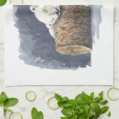 眠るシロクマ、水彩画 キッチンタオル (折り畳み)