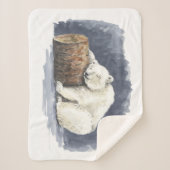 眠るシロクマ、水彩画 シェルパブランケット (正面)
