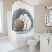 眠るシロクマ、水彩画 シャワーカーテン (インサイチュ)