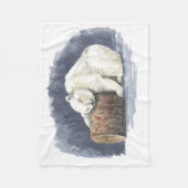 眠るシロクマ、水彩画 フリースブランケット (正面)