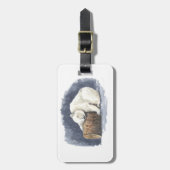 眠るシロクマ、水彩画 ラゲッジタグ (正面縦)